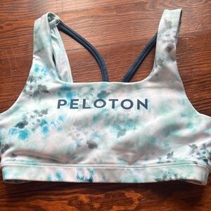 Peloton Blue and Green Patterned Sports Bra & Leggings